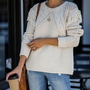 FEEL SO ALIVE FRINGE KNIT SWEATER